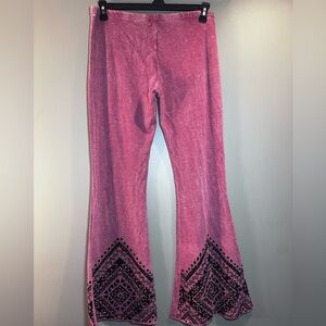 Vocal Pink Embellished Flare Pants Y2K Boho Aztec Gemmed Made USA